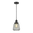 thumbnail image 1 of 201C-BK-G142 Innovations Lighting Chatham - 1 Light Cord Hung Mini Pendant In Art Deco Style-11 Inches Tall and 7 Inches Wide-Matte Black Finish-Clear, 1 of 6