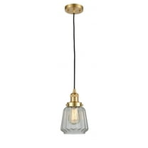 201C-SG-G142 Innovations Lighting Chatham - 1 Light Cord Hung Mini Pendant In Art Deco Style-11 Inches Tall and 7 Inches Wide-Satin Gold Finish-Clear