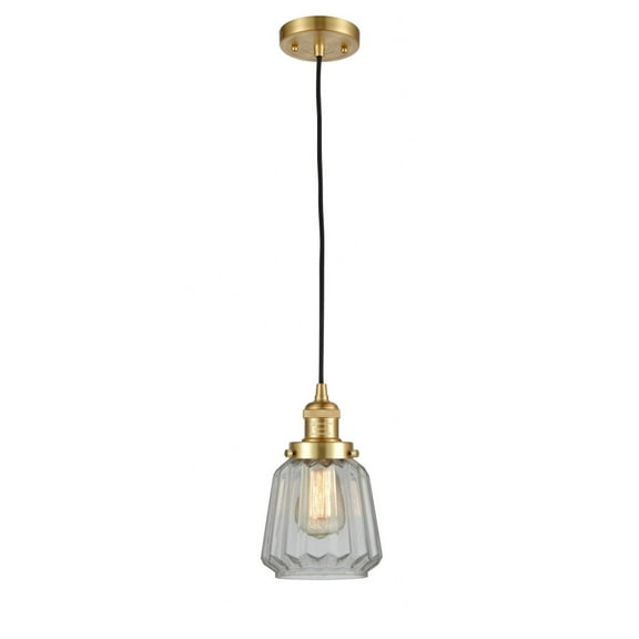 201C-SG-G142 Innovations Lighting Chatham - 1 Light Cord Hung Mini Pendant In Art Deco Style-11 Inches Tall and 7 Inches Wide-Satin Gold Finish-Clear