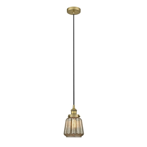 616-1PH-BB-G146 Innovations Lighting Chatham - 1 Light Mini Pendant In Art Deco Style-11.75 Inches Tall and 7 Inches Wide-Brushed Brass Finish-Mercury