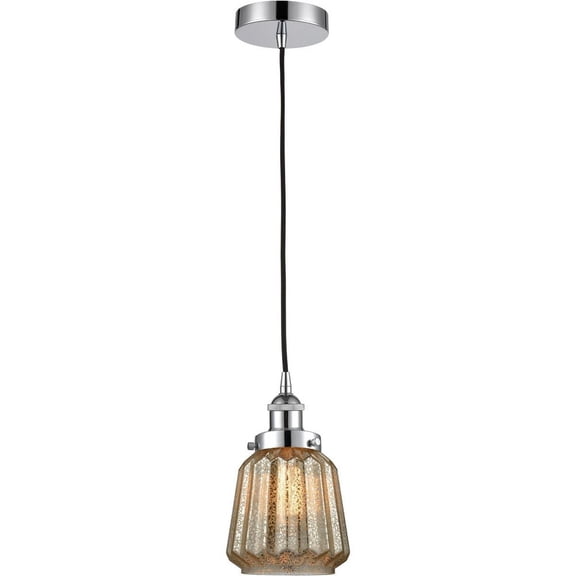 616-1PH-PC-G146 Innovations Lighting Chatham - 1 Light Mini Pendant In Art Deco Style-11 Inches Tall and 7 Inches Wide-Polished Chrome Finish-Mercury