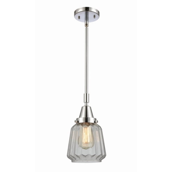 447-1S-PC-G142 Innovations Lighting Chatham - 1 Light Stem Hung Mini Pendant In Art Deco Style-9.13 Inches Tall and 7 Inches Wide-Polished Chrome
