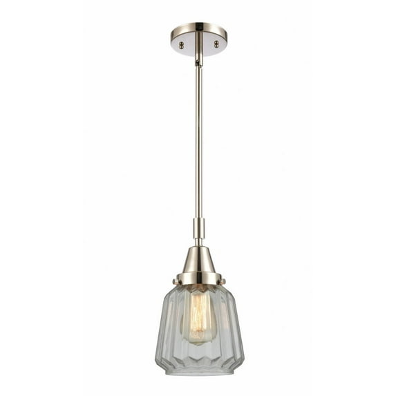 447-1S-PN-G142 Innovations Lighting Chatham - 1 Light Stem Hung Mini Pendant In Art Deco Style-9.13 Inches Tall and 7 Inches Wide-Polished Nickel