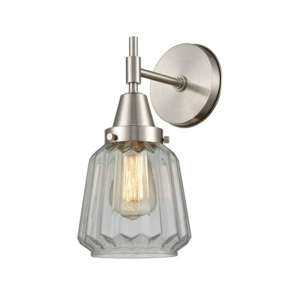 447-1W-SN-G142-Innovations Lighting-Chatham - 1 Light Wall Sconce-12 Inches Tall and 7 Inches Wide-Satin Nickel Finish-Clear Glass Color