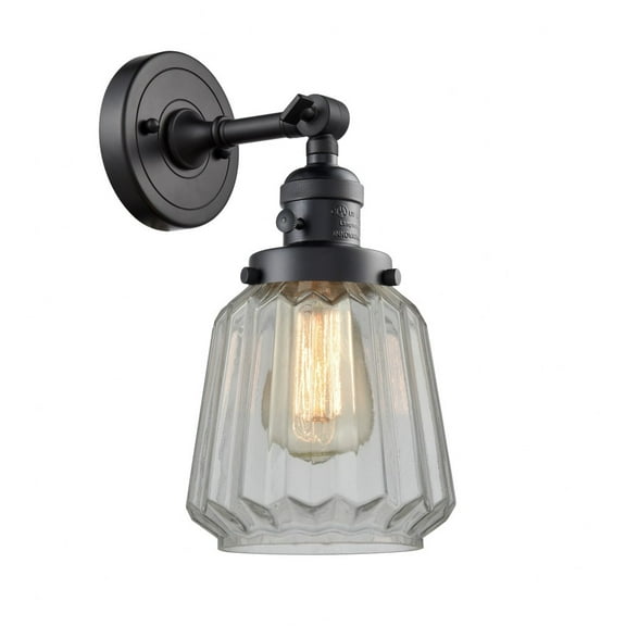 203SW-BK-G142 Innovations Lighting Chatham - 1 Light Wall Sconce In Art Deco Style-12 Inches Tall and 7 Inches Wide-Matte Black Finish-Clear Glass