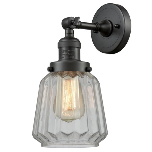 203-OB-G142 Innovations Lighting Chatham - 1 Light Wall Sconce In Art Deco Style-12 Inches Tall and 7 Inches Wide-Oil Rubbed Bronze Finish-Clear Glass