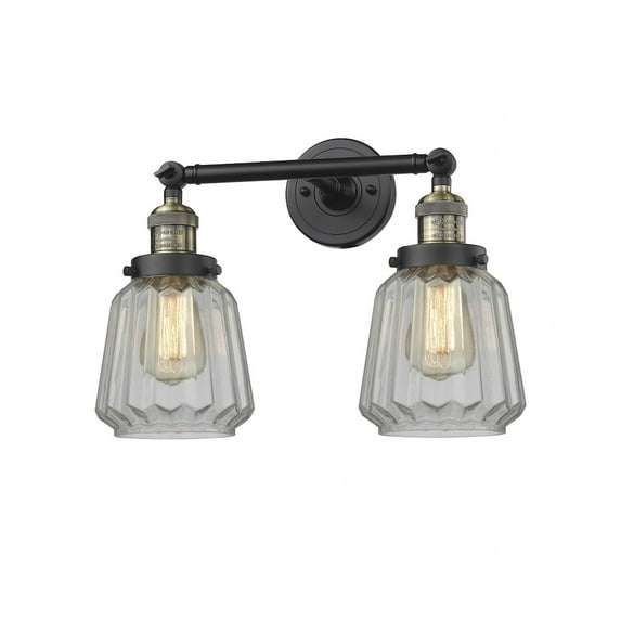 208-BAB-G142 Innovations Lighting Chatham - 2 Light Bath Vanity In Art Deco Style-10 Inches Tall and 16 Inches Wide-Black Antique Brass Finish-Clear