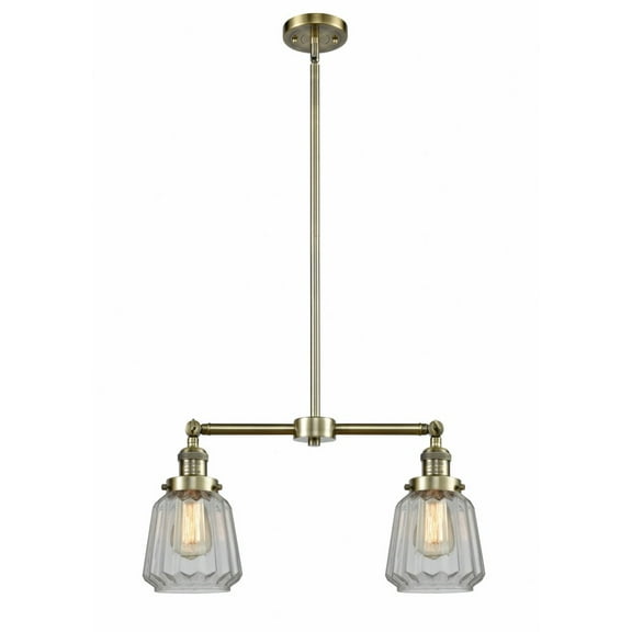 209-AB-G142-Innovations Lighting-Chatham - 2 Light Island In Art Deco Style-10 Inches Tall and 21 Inches Wide-Antique Brass Finish-Clear Glass Color