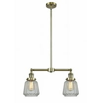 209-AB-G142-Innovations Lighting-Chatham - 2 Light Island In Art Deco Style-10 Inches Tall and 21 Inches Wide-Antique Brass Finish-Clear Glass Color
