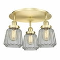 thumbnail image 1 of 916-3C-SG-G142 Innovations Lighting Chatham - 3 Light Flush Mount In Art Deco Style-8 Inches Tall and 18.25 Inches Wide-Satin Gold Finish-Clear Glass, 1 of 5