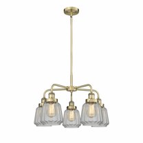 Innovations Lighting  Chatham - 5 Light 25" Stem Hung Chandelier Antique Brass/Clear