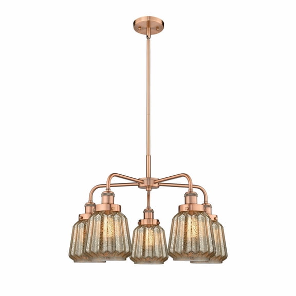 Innovations Lighting Chatham - 5 Light 25" Stem Hung Chandelier Mercury/Antique Copper