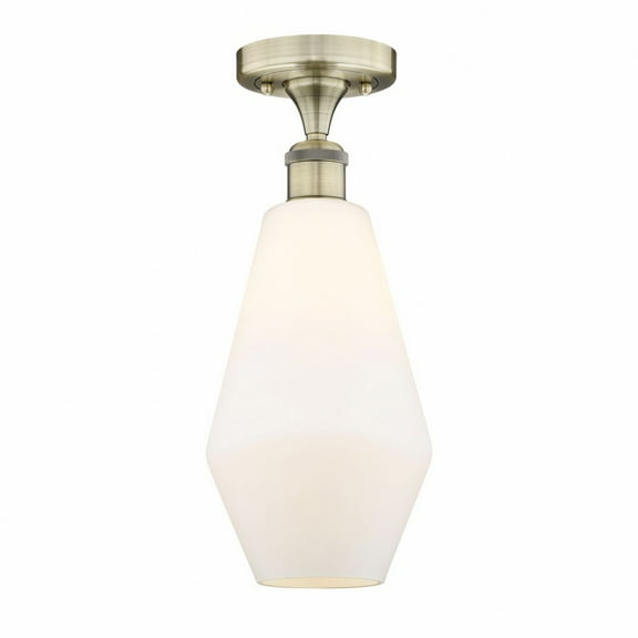 Innovations Lighting Cindyrella - 1 Light 7" Semi-Flush Mount Antique Brass/Cased Matte White