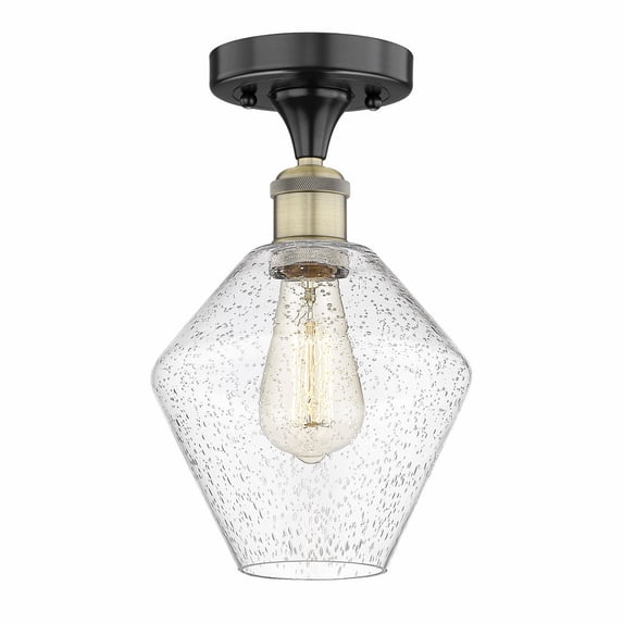 Innovations Lighting Cindyrella - 1 Light 8" Semi-Flush Mount Black Antique Brass/Seedy