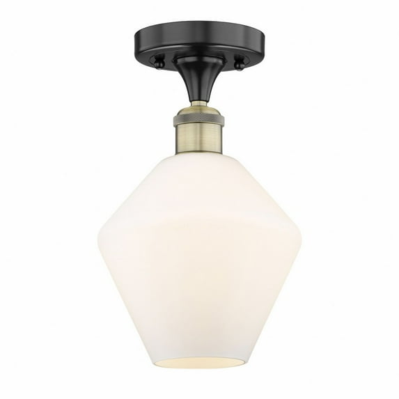 Innovations Lighting Cindyrella - 1 Light 8" Semi-Flush Mount Cased Matte White/Black Antique Brass