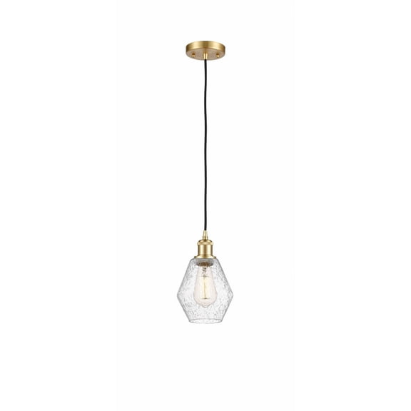 516-1P-SG-G654-6-Innovations Lighting-Cindyrella - 1 Light Cord Hung Mini Pendant In Industrial Style-10 Inches Tall and 6 Inches Wide-Satin Gold