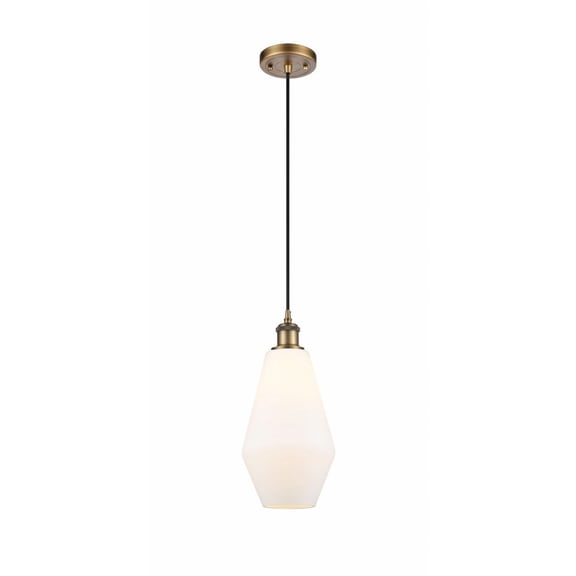 516-1P-BB-G651-7 Innovations Lighting Cindyrella - 1 Light Cord Hung Mini Pendant In Industrial Style-14.5 Inches Tall and 7 Inches Wide-Brushed Brass