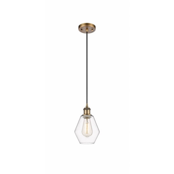516-1P-BB-G652-6 Innovations Lighting Cindyrella - 1 Light Cord Hung Mini Pendant In Industrial Style-10 Inches Tall and 6 Inches Wide-Brushed Brass