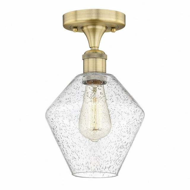 Innovations Lighting  Cindyrella - 1 Light 8" Semi-Flush Mount Brushed Brass/Seedy