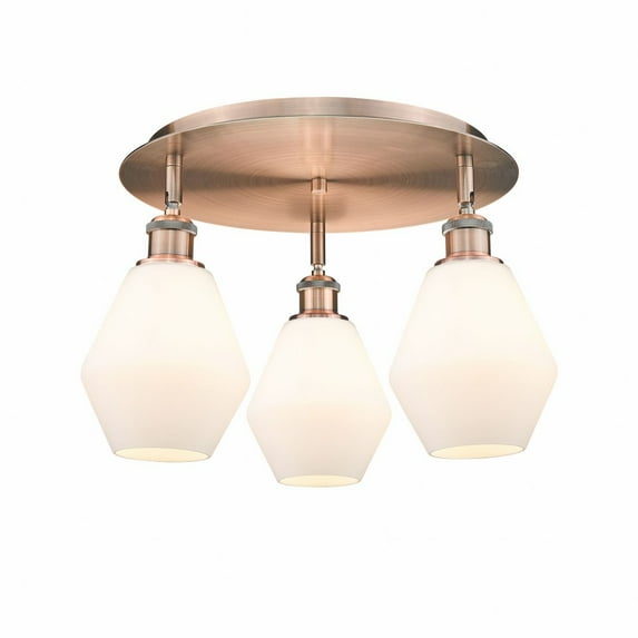 Innovations Lighting Cindyrella - 3 Light 18" Flush Mount Cased Matte White/Antique Copper