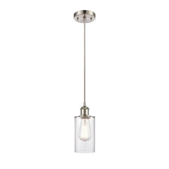 516-1P-SN-G802 Innovations Lighting Clymer - 1 Light Cord Hung Mini Pendant In Art Deco Style-10 Inches Tall and 3.88 Inches Wide-Brushed Satin Nickel