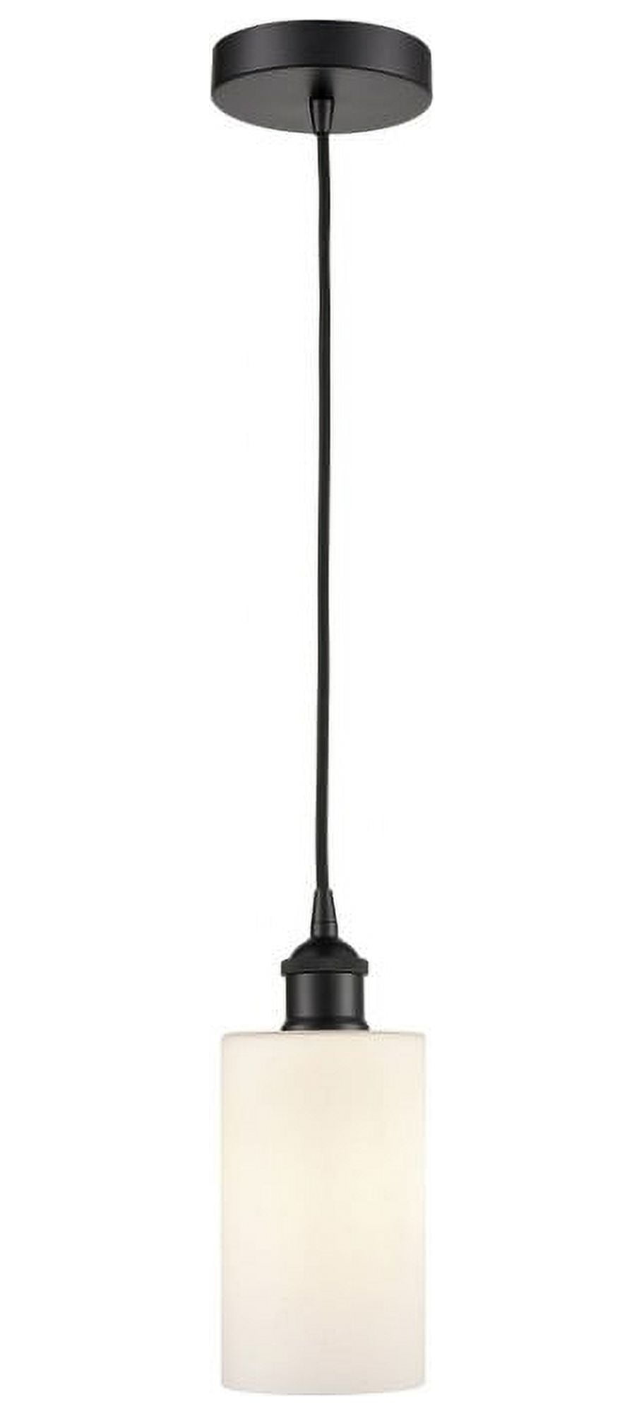 Edison Matte Black Mini Drum Pendant with Glass Shade