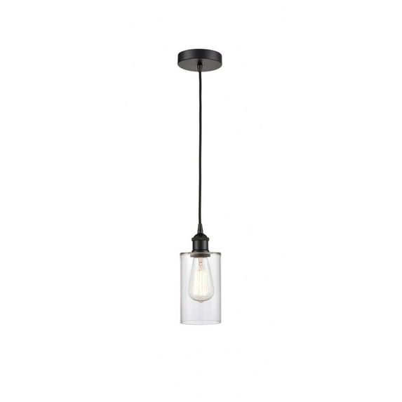 616-1P-BK-G802 Innovations Lighting Clymer - 1 Light Cord Hung Mini Pendant In Modern Style-9.63 Inches Tall and 3.88 Inches Wide-Matte Black