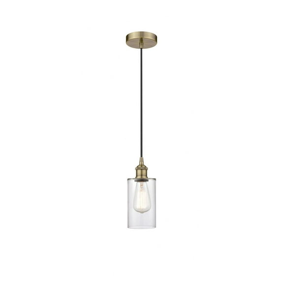 616-1P-AB-G802 Innovations Lighting Clymer - 1 Light Cord Hung Mini Pendant In Modern Style-9.63 Inches Tall and 3.88 Inches Wide-Antique Brass