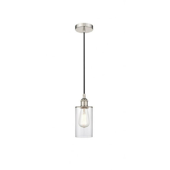 616-1P-PN-G802 Innovations Lighting Clymer - 1 Light Cord Hung Mini Pendant In Modern Style-9.63 Inches Tall and 3.88 Inches Wide-Polished Nickel