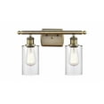 thumbnail image 1 of 516-2W-AB-G802 Innovations Lighting Clymer - 2 Light Bath Vanity In Art Deco Style-12 Inches Tall and 16 Inches Wide-Antique Brass Finish-Clear Glass, 1 of 2