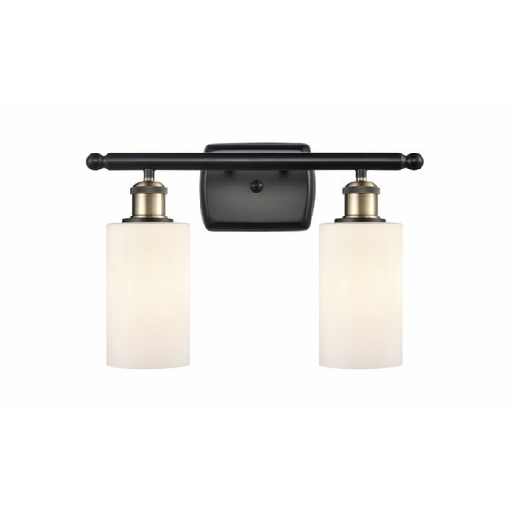 516-2W-BAB-G801 Innovations Lighting Clymer - 2 Light Bath Vanity In Art Deco Style-12 Inches Tall and 16 Inches Wide-Black Antique Brass Finish-Matte