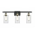 thumbnail image 1 of 516-3W-BAB-G802 Innovations Lighting Clymer - 3 Light Bath Vanity In Art Deco Style-12 Inches Tall and 26 Inches Wide-Black Antique Brass Finish-Clear, 1 of 2