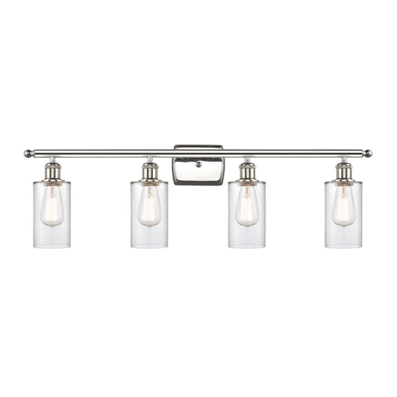 516-4W-PN-G802 Innovations Lighting Clymer - 4 Light Bath Vanity In Art Deco Style-12 Inches Tall and 36 Inches Wide-Polished Nickel Finish-Clear