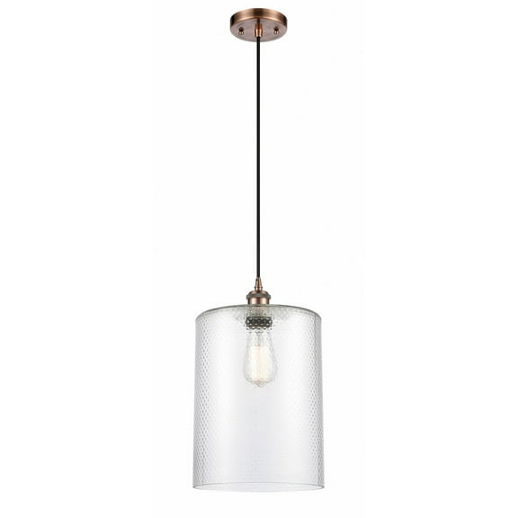 516-1P-AC-G112-L Innovations Lighting Cobbleskill - 1 Light Cord Hung Mini Pendant In Industrial Style-14 Inches Tall and 9 Inches Wide-Antique Copper