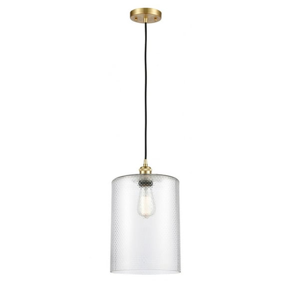 516-1P-SG-G112-L Innovations Lighting Cobbleskill - 1 Light Cord Hung Mini Pendant In Industrial Style-14 Inches Tall and 9 Inches Wide-Satin Gold