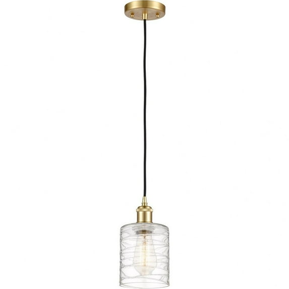 516-1P-SG-G1113 Innovations Lighting Cobbleskill - 1 Light Cord Hung Mini Pendant In Industrial Style-8 Inches Tall and 5 Inches Wide-Satin Gold