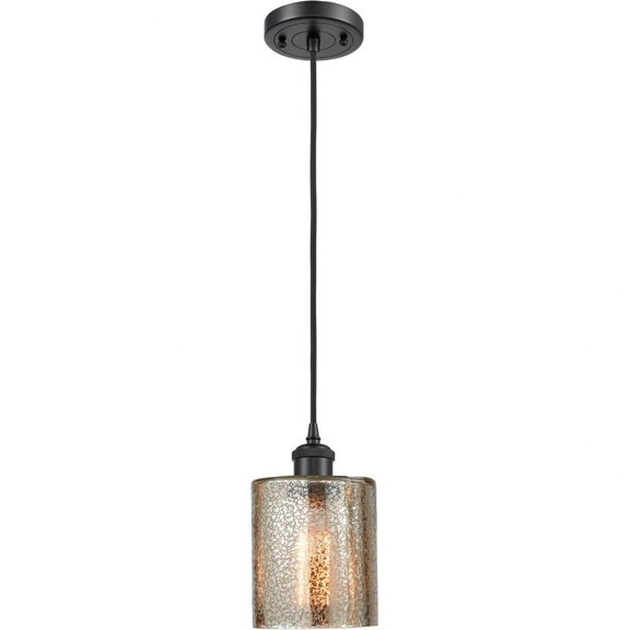 516-1P-BK-G116 Innovations Lighting Cobbleskill - 1 Light Cord Hung Mini Pendant In Industrial Style-8 Inches Tall and 5 Inches Wide-Matte Black