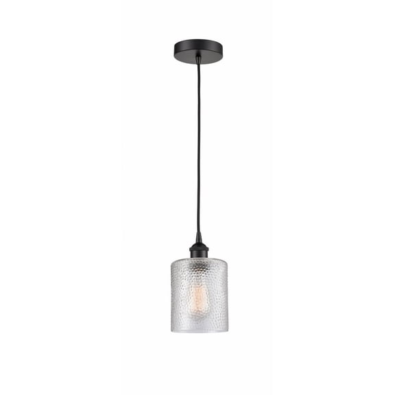 616-1P-BK-G112 Innovations Lighting Cobbleskill - 1 Light Mini Pendant In Industrial Style-9.75 Inches Tall and 5 Inches Wide-Matte Black Finish-Clear