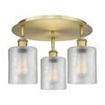 thumbnail image 1 of Innovations Lighting  Cobbleskill - 3 Light 17" Flush Mount Clear/Brushed Brass, 1 of 5