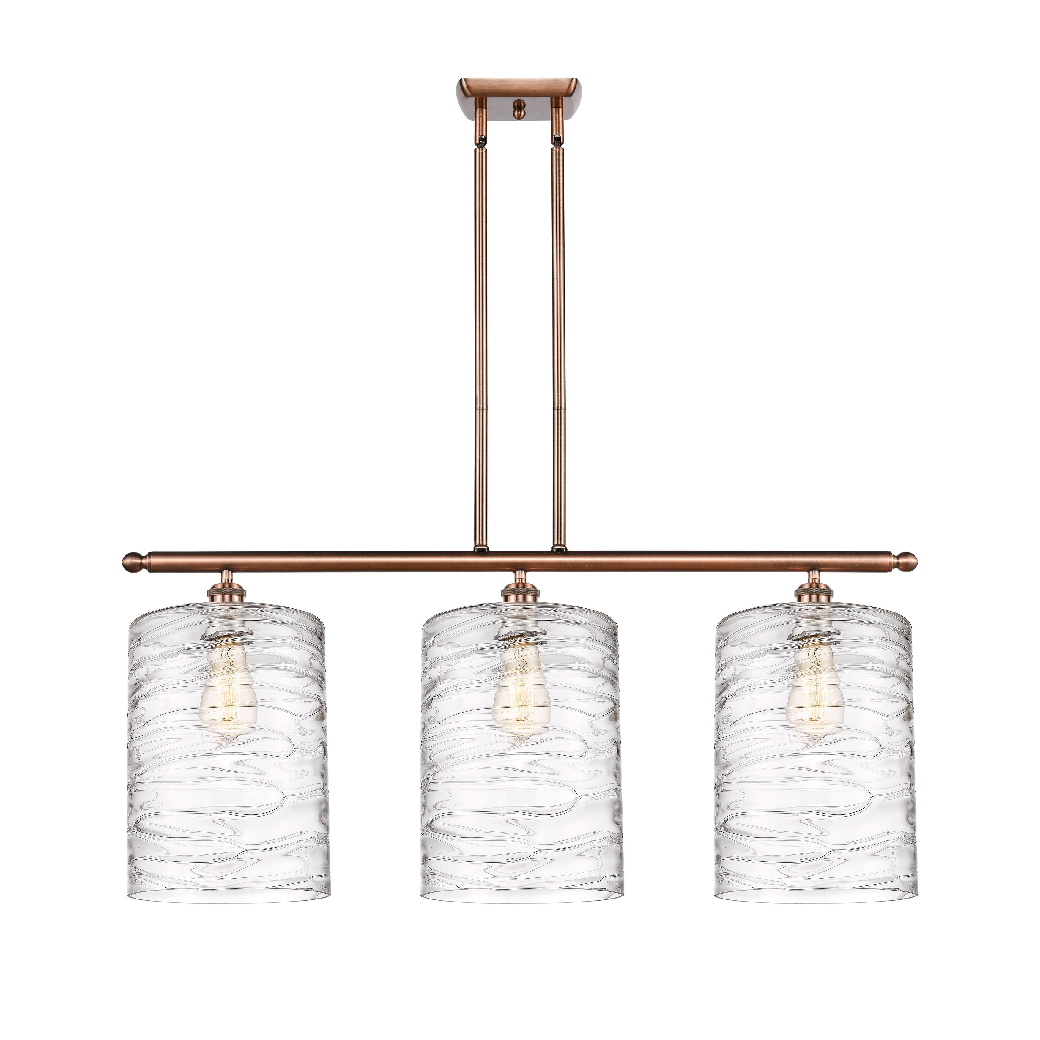 Ballston Antique Copper 3-Light 36" Island Drum Pendant