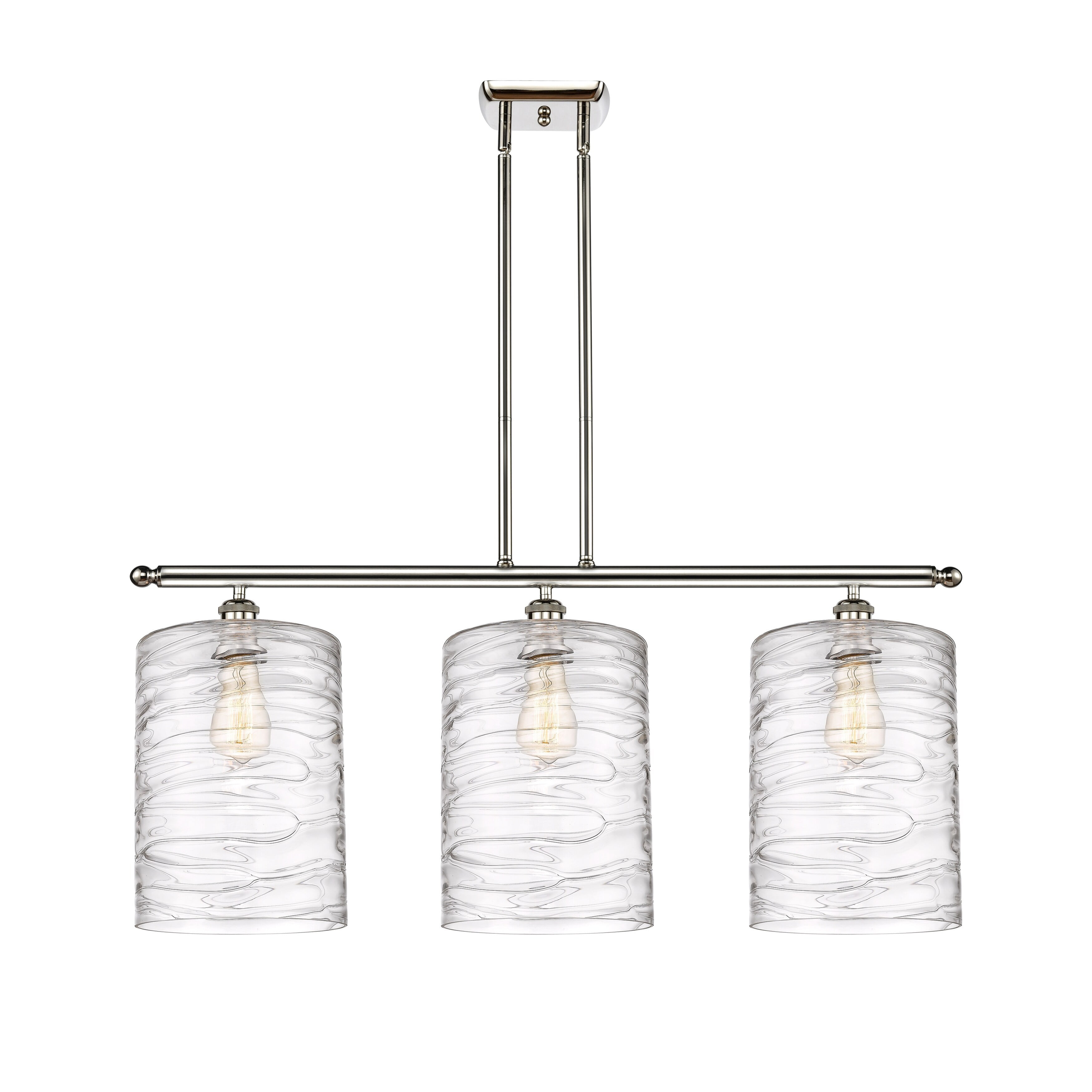 Cobbleskill Deco Swirl 36" Polished Nickel 3-Light Island Pendant