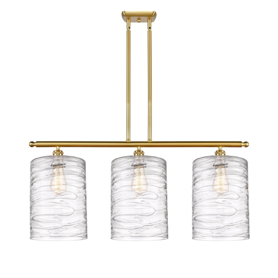 Innovations Lighting Cobbleskill - 3 Light 36" Island Light Deco Swirl/Satin Gold
