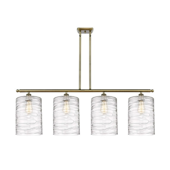 Innovations Lighting Cobbleskill - 4 Light 48" Island Light Deco Swirl/Antique Brass
