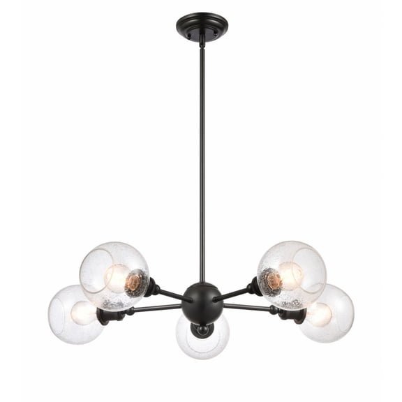 341-5CR-BK-G124-6 Innovations Lighting Concord - 5 Light Chandelier In Industrial Style-6 Inches Tall and 30 Inches Wide-Matte Black Finish-Seedy