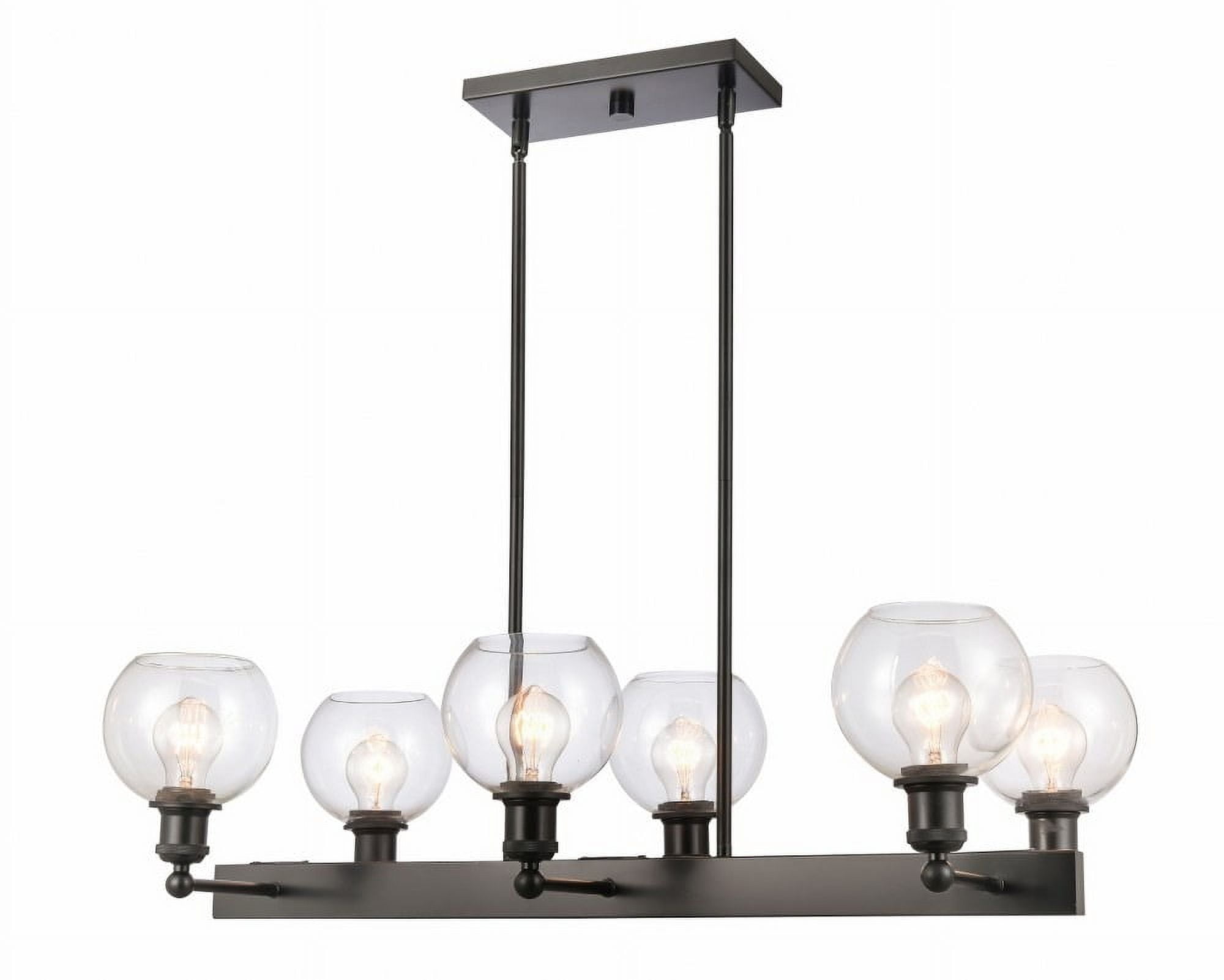 Concord Matte Black Glass 6-Light Industrial Chandelier