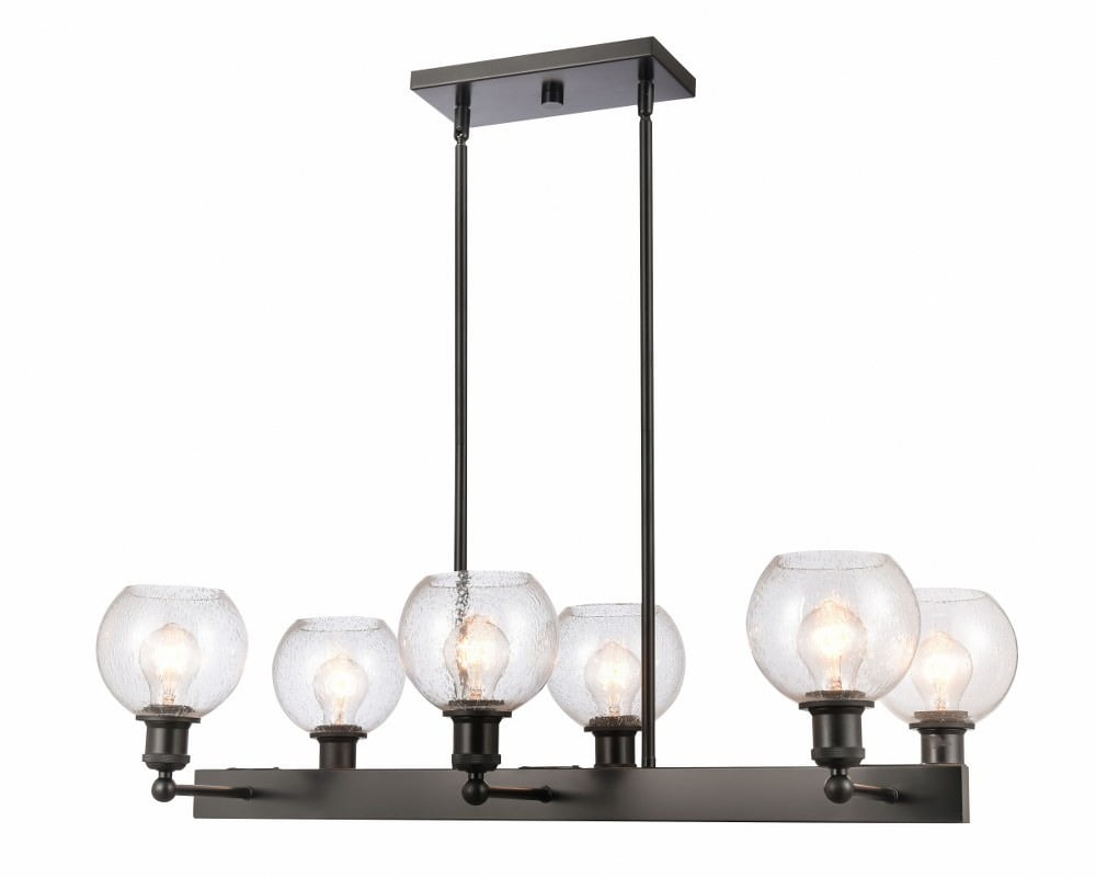 Concord Matte Black Glass 6-Light Industrial Chandelier