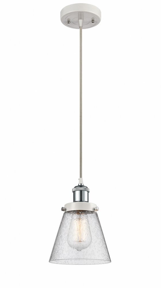 White and Polished Chrome Glass Mini Pendant Light