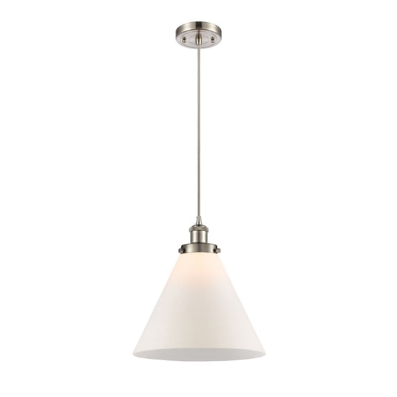 916-1P-SN-G41-L Innovations Lighting Cone - 1 Light Cord Hung Mini Pendant In Industrial Style-10 Inches Tall and 12 Inches Wide-Brushed Satin Nickel