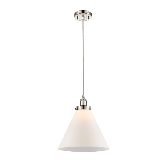916-1P-PN-G41-L Innovations Lighting Cone - 1 Light Cord Hung Mini Pendant In Industrial Style-10 Inches Tall and 12 Inches Wide-Polished Nickel