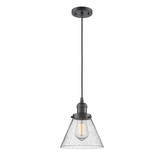Innovations Lighting Franklin Restoration Cone - 1 Light 8" Cord Hung Mini Pendant Oil Rubbed Bronze/Seedy